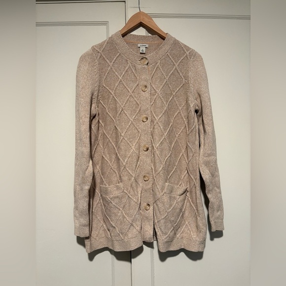 L.L. Bean Sweaters - Women’s L.L. Bean 100% Cotton Tan Knit Cardigan